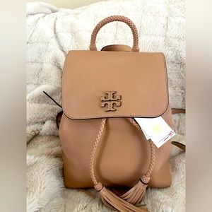 Tory Burch nude leather Taylor tassel backpack